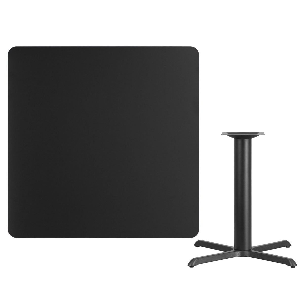 Flash Furniture XU-BLKTB-4242-T3333-GG 42" Square Black Laminate Table Top with 33" x 33" Table Height Base - View 2
