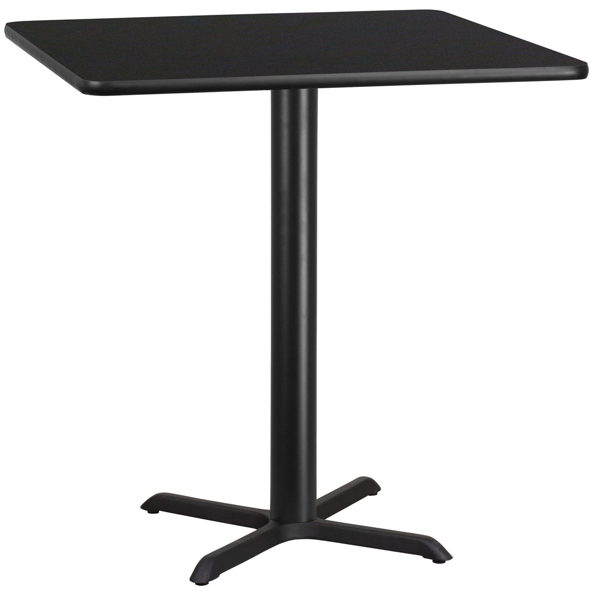 Flash Furniture XU-BLKTB-4242-T3333B-GG 42" Square Black Laminate Table Top with 33" x 33" Bar Height Table Base - Main view