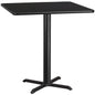 Flash Furniture XU-BLKTB-4242-T3333B-GG 42" Square Black Laminate Table Top with 33" x 33" Bar Height Table Base - Main view
