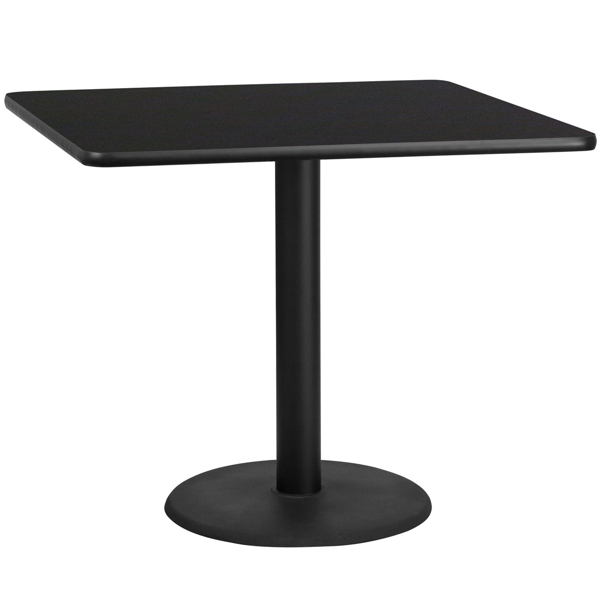 Flash Furniture XU-BLKTB-4242-TR24-GG 42" Square Black Laminate Table Top with 24" Round Table Height Base - Main view
