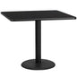 Flash Furniture XU-BLKTB-4242-TR24-GG 42" Square Black Laminate Table Top with 24" Round Table Height Base - Main view