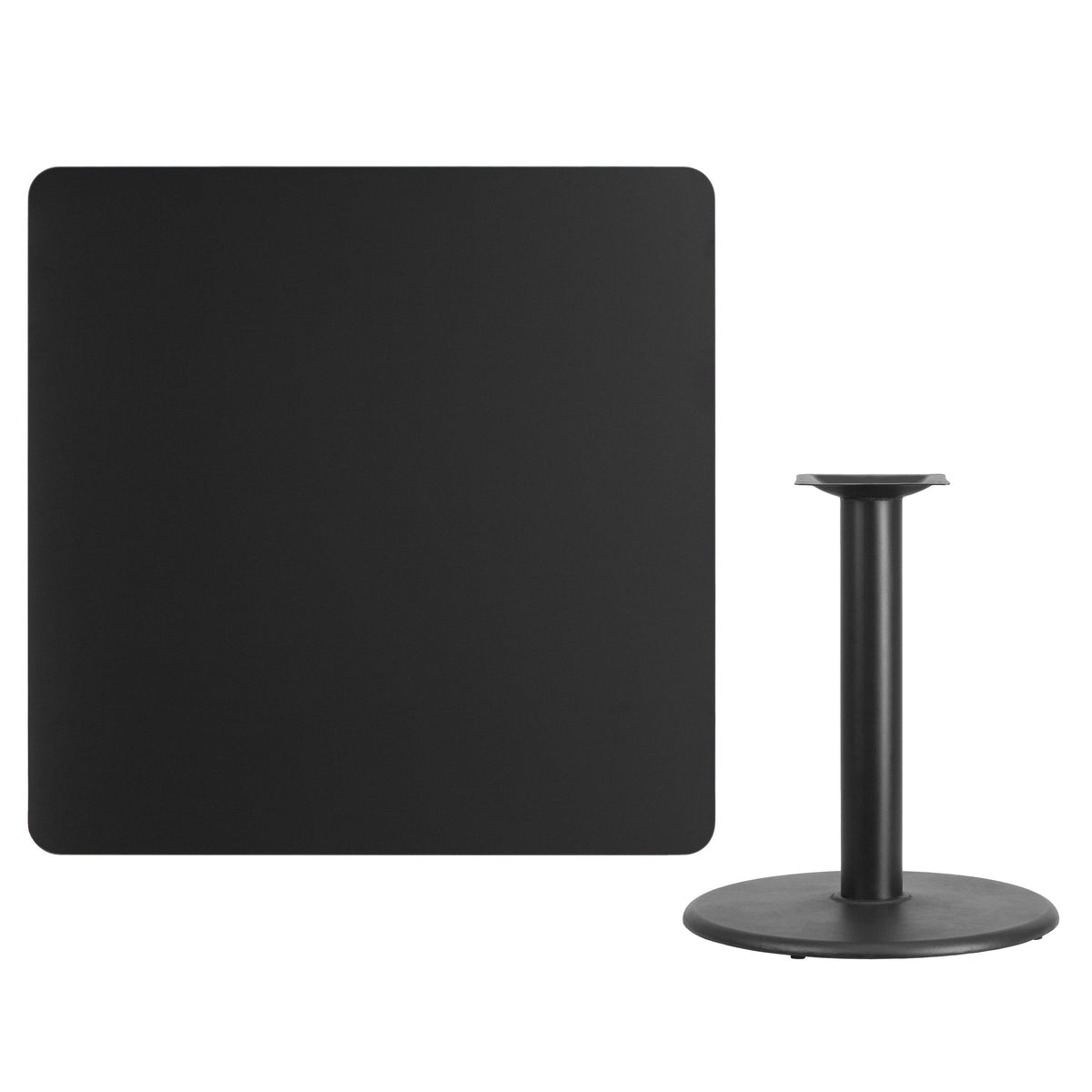 Flash Furniture XU-BLKTB-4242-TR24-GG 42" Square Black Laminate Table Top with 24" Round Table Height Base - View 2