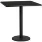Flash Furniture XU-BLKTB-4242-TR24B-GG 42" Square Black Laminate Table Top with 24" Round Bar Height Table Base - Main view