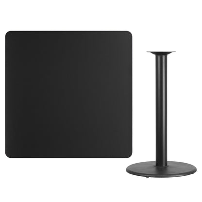 Flash Furniture XU-BLKTB-4242-TR24B-GG 42" Square Black Laminate Table Top with 24" Round Bar Height Table Base - View 2