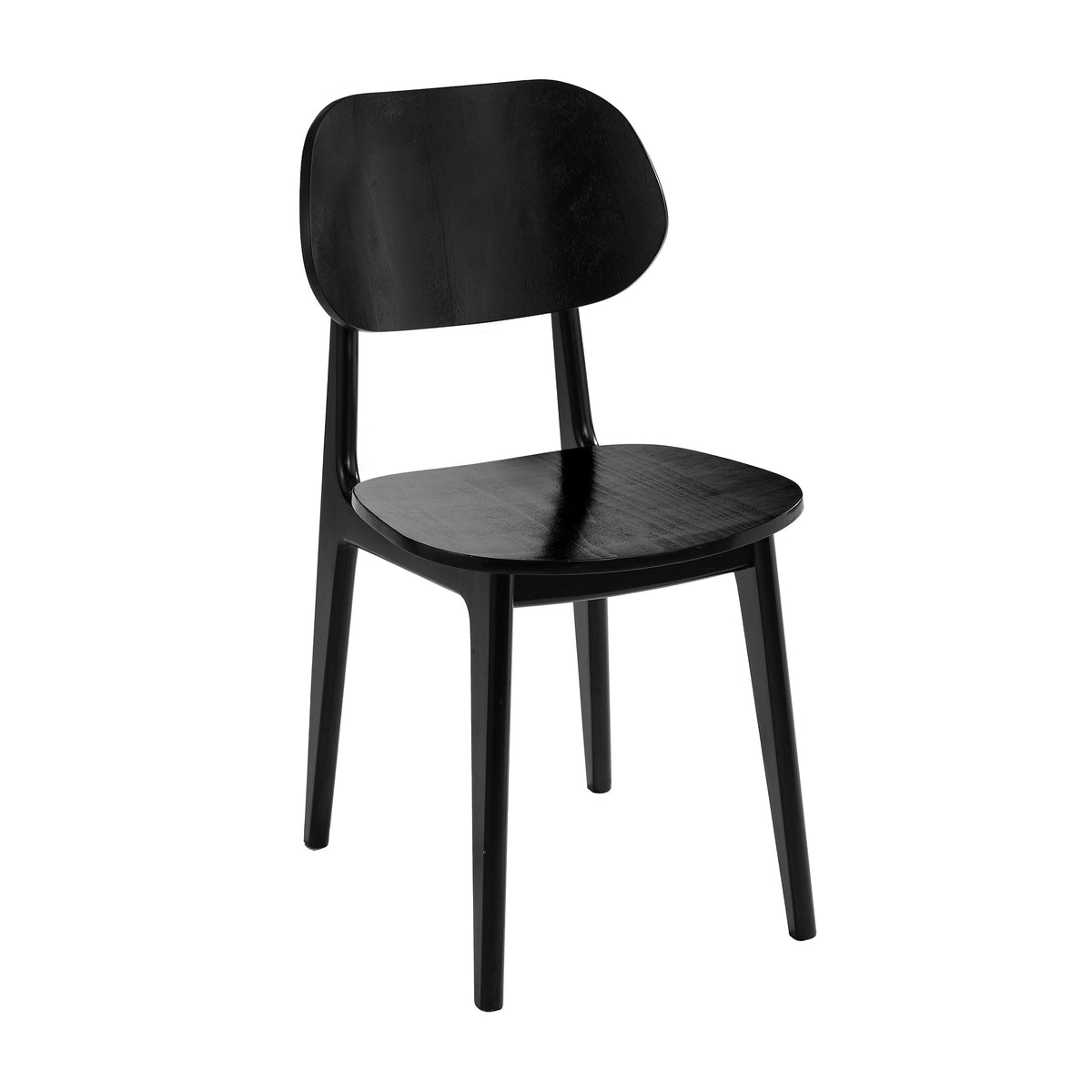 Flash Furniture XU-CH10367-3-BLK-GG Commercial Solid Wood Dining Chair with Curved Backrest in Black - Main view