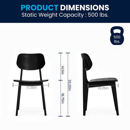 Flash Furniture XU-CH10367-3-BLK-GG Commercial Solid Wood Dining Chair with Curved Backrest in Black - View 5