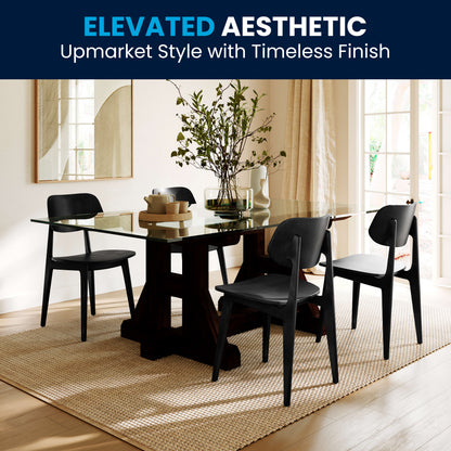 Flash Furniture XU-CH10367-3-BLK-GG Commercial Solid Wood Dining Chair with Curved Backrest in Black - View 7