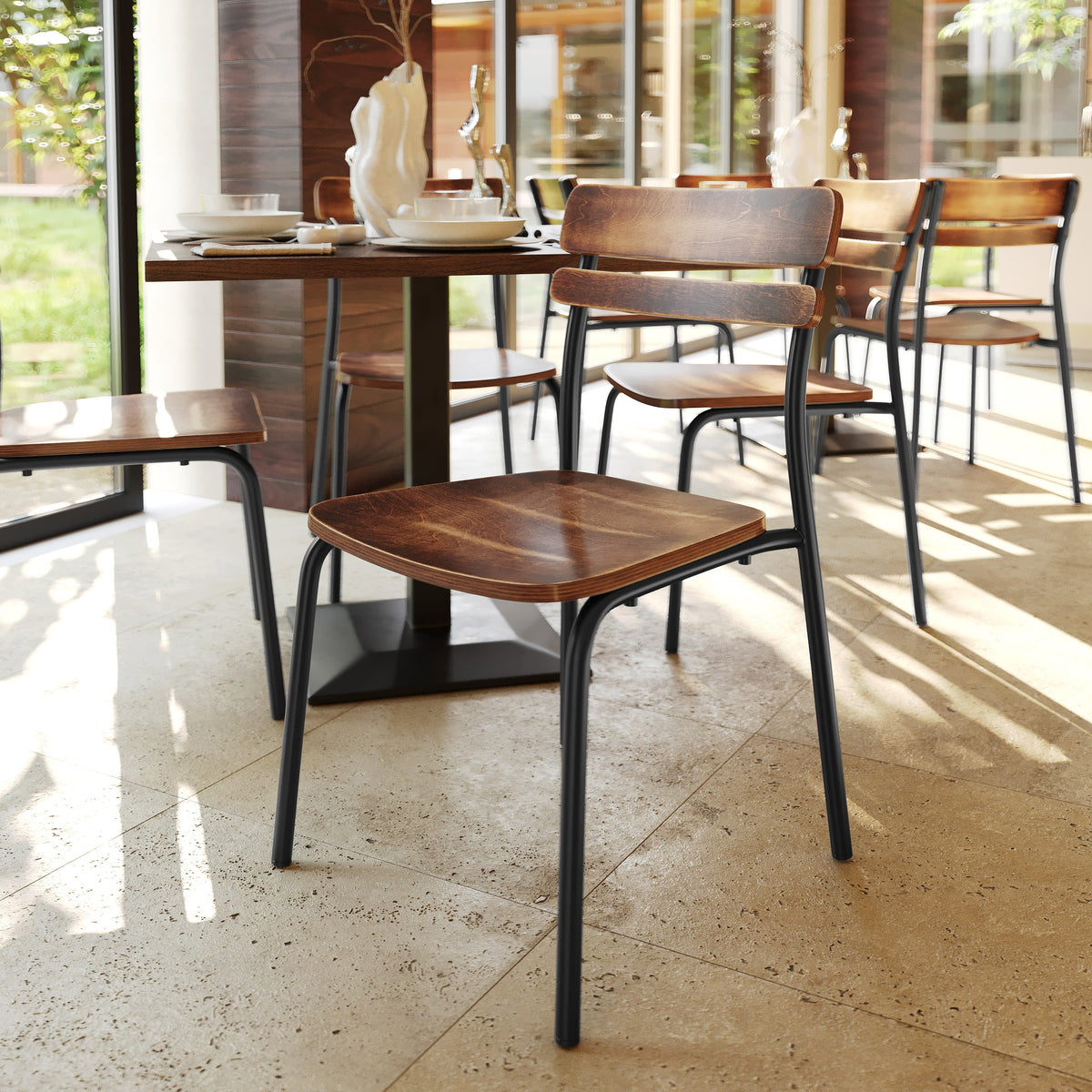 Flash Furniture XU-CH10443-ANTCPR-GG Commercial Solid Wood Dining Chair with Black Frame and Antique Copper Finish - View 2