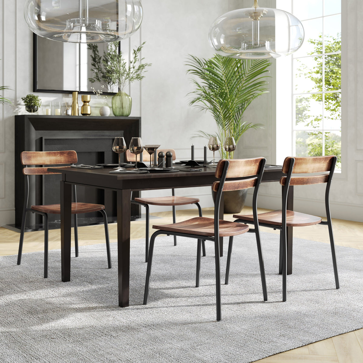 Flash Furniture XU-CH10443-ANTCPR-GG Commercial Solid Wood Dining Chair with Black Frame and Antique Copper Finish - View 5