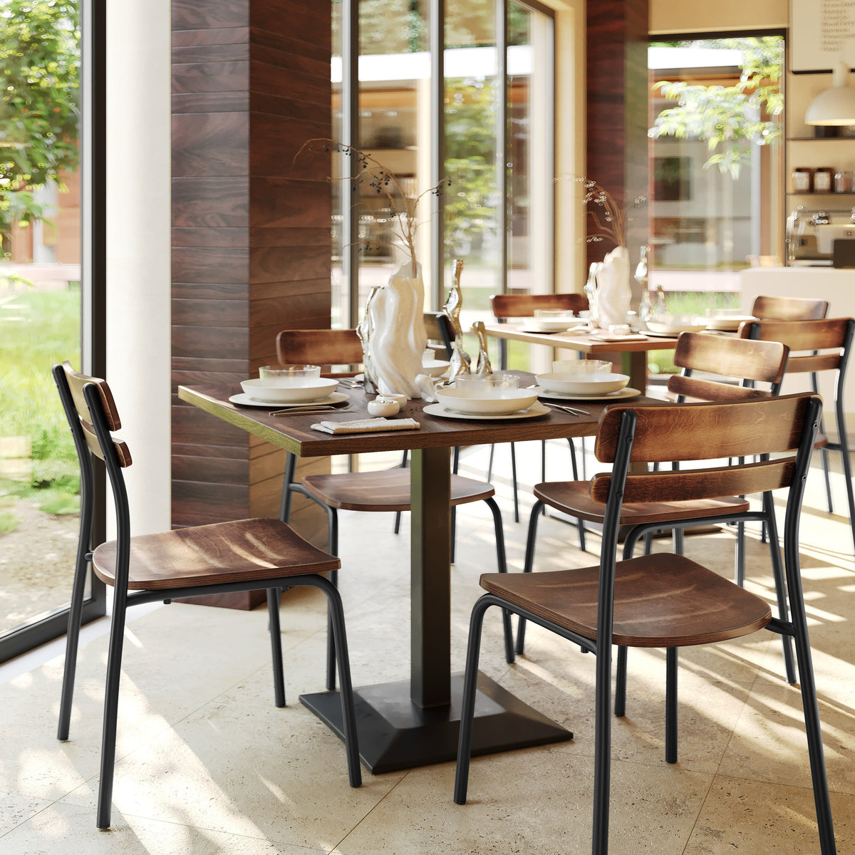 Flash Furniture XU-CH10443-ANTCPR-GG Commercial Solid Wood Dining Chair with Black Frame and Antique Copper Finish - View 6