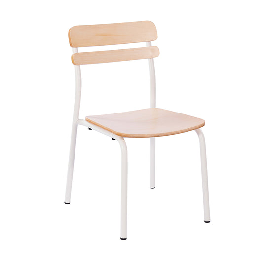Flash Furniture XU-CH10443-ANTWHT-GG Commercial Solid Wood Dining Chair with White Frame and Antique White Finish - Main view