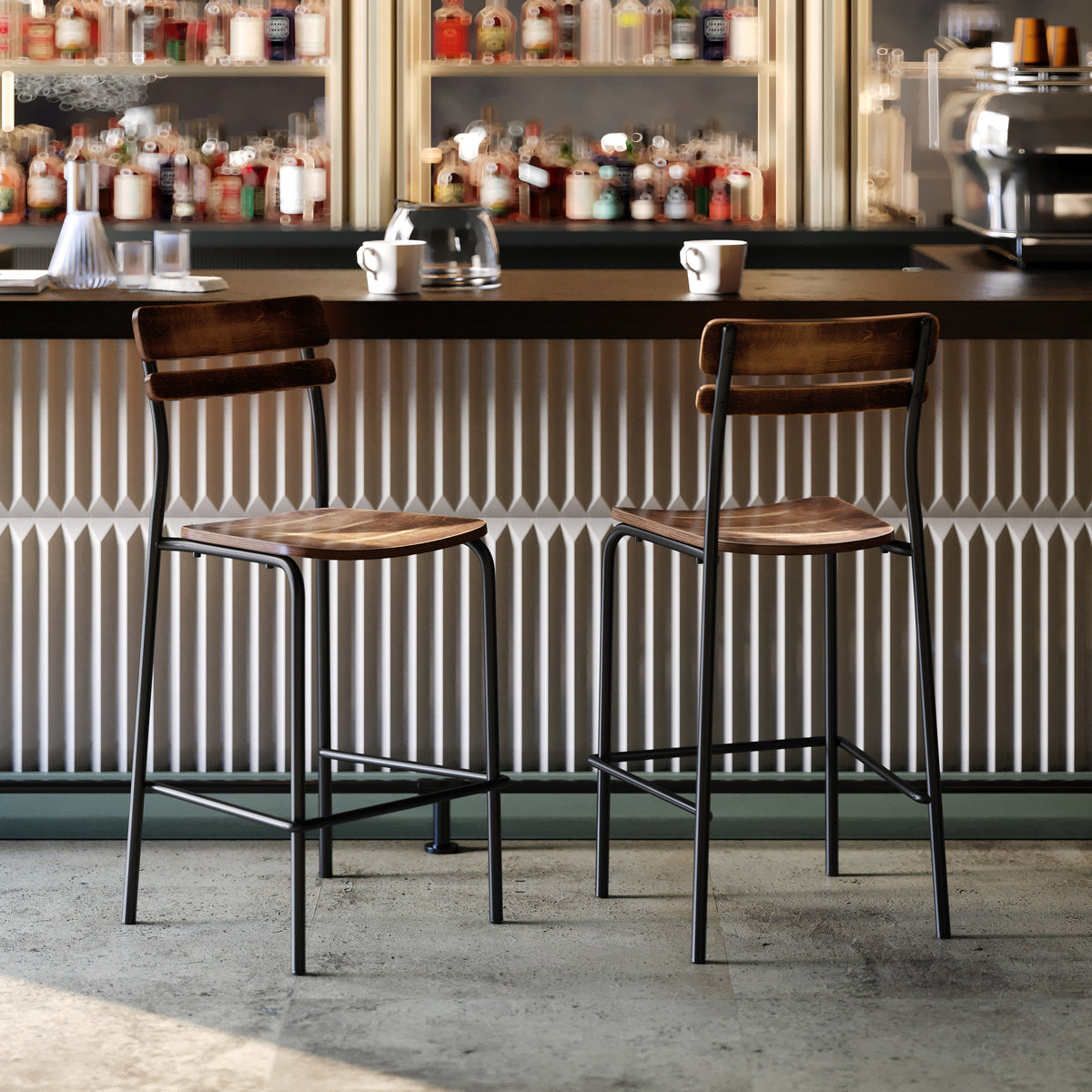 Flash Furniture XU-CH10443B-ANTCPR-GG Commercial Solid Wood Bar Stool with Black Frame and Antique Copper Finish - View 5