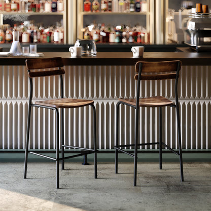 Flash Furniture XU-CH10443B-ANTCPR-GG Commercial Solid Wood Bar Stool with Black Frame and Antique Copper Finish - View 5
