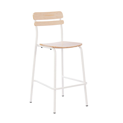 Flash Furniture XU-CH10443B-ANTWHT-GG Commercial Solid Wood Bar Stool with White Frame and Antique White Finish - Main view