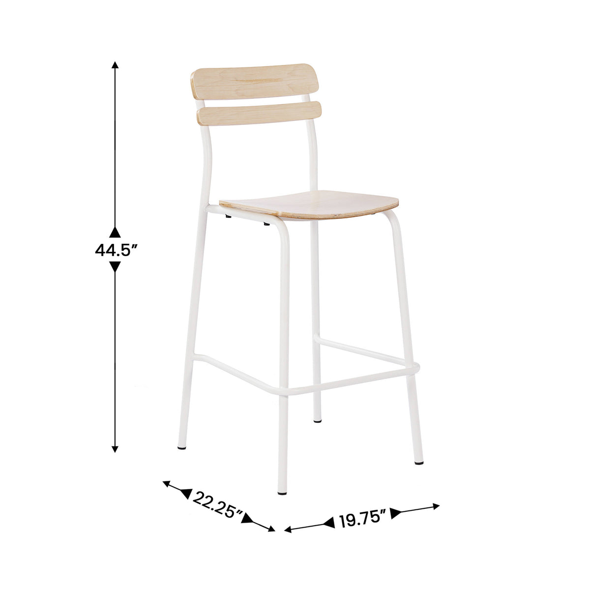 Flash Furniture XU-CH10443B-ANTWHT-GG Commercial Solid Wood Bar Stool with White Frame and Antique White Finish - View 4