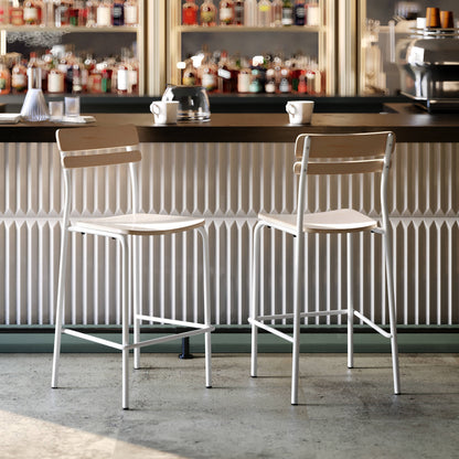 Flash Furniture XU-CH10443B-ANTWHT-GG Commercial Solid Wood Bar Stool with White Frame and Antique White Finish - View 5