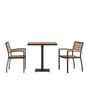 Flash Furniture XU-DG-104560062-GG 2 Faux Teak Accented Club Chairs - 30" Square Faux Teak Patio Table Set - Main view