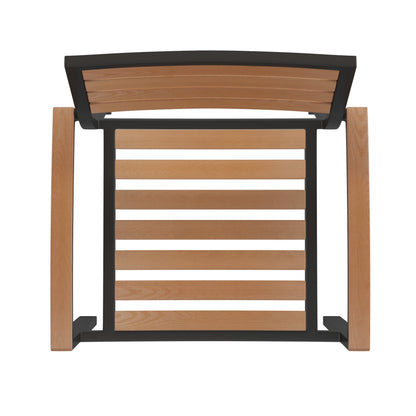 Flash Furniture XU-DG-104560062-GG 2 Faux Teak Accented Club Chairs - 30" Square Faux Teak Patio Table Set - View 10