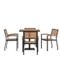 Flash Furniture XU-DG-104560064-GG 4 Faux Teak Accented Club Chairs and 30" Square Faux Teak Patio Table Set - Main view