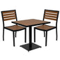 Flash Furniture XU-DG-10456033-GG Outdoor Patio Bistro Dining Table Set with 2 Chairs and Faux Teak Poly Slats - Main view