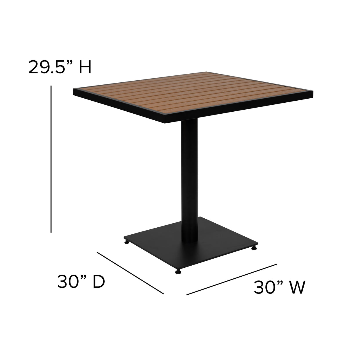 Flash Furniture XU-DG-10456033-GG Outdoor Patio Bistro Dining Table Set with 2 Chairs and Faux Teak Poly Slats - View 6