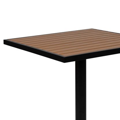 Flash Furniture XU-DG-10456033-GG Outdoor Patio Bistro Dining Table Set with 2 Chairs and Faux Teak Poly Slats - View 11
