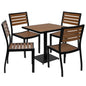 Flash Furniture XU-DG-10456036-GG Outdoor Patio Bistro Dining Table Set with 4 Chairs and Faux Teak Poly Slats - Main view