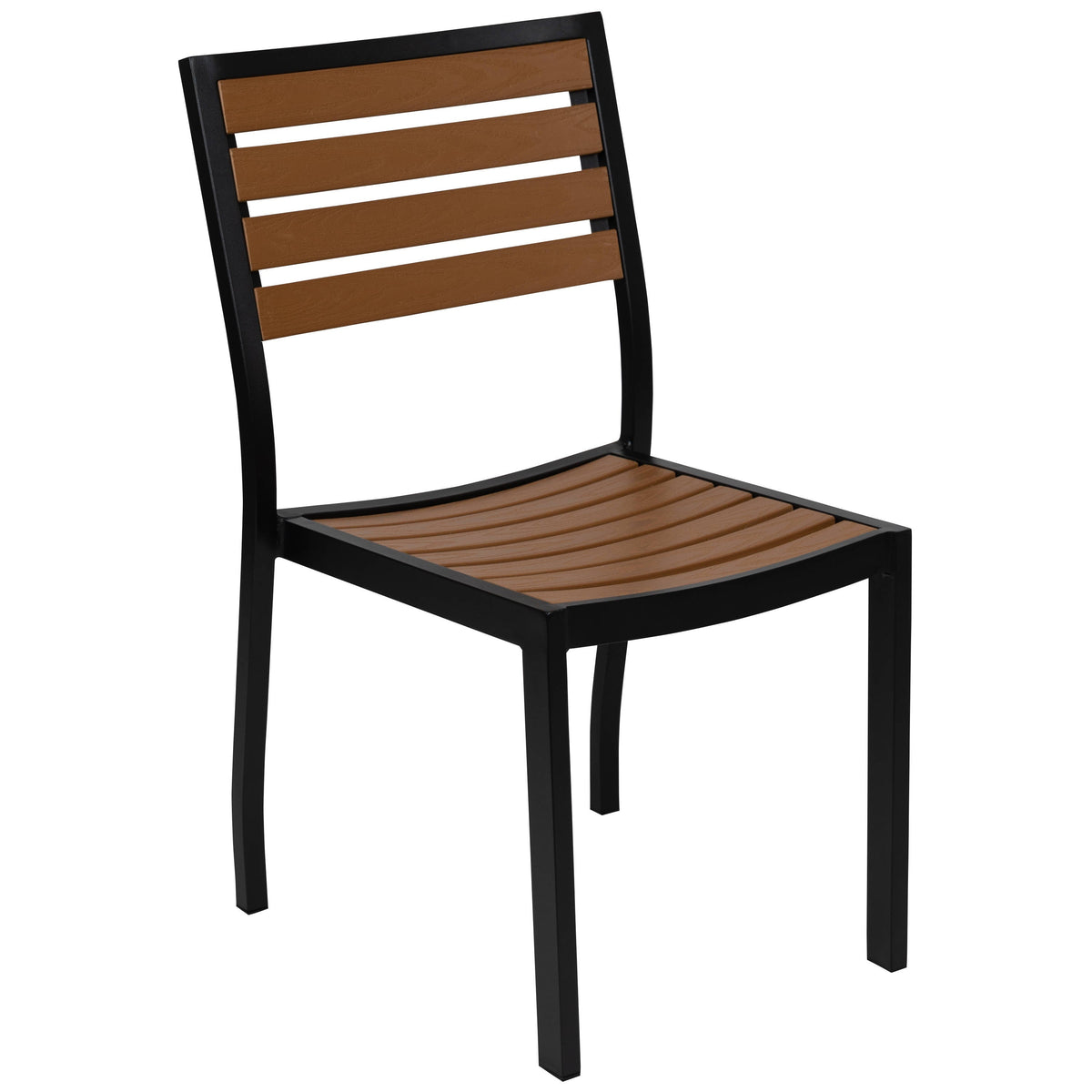 Flash Furniture XU-DG-10456036-GG Outdoor Patio Bistro Dining Table Set with 4 Chairs and Faux Teak Poly Slats - View 9