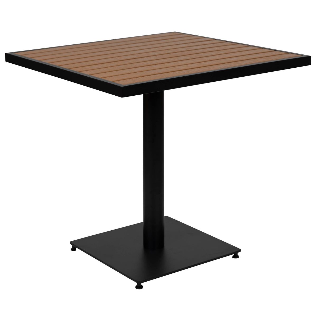 Flash Furniture XU-DG-10456036-GG Outdoor Patio Bistro Dining Table Set with 4 Chairs and Faux Teak Poly Slats - View 10