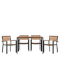Flash Furniture XU-DG-304860064-GG Black Steel Framed 30" x 48"Faux Teak Table with Umbrella Hole & 4 Club Chairs - Main view