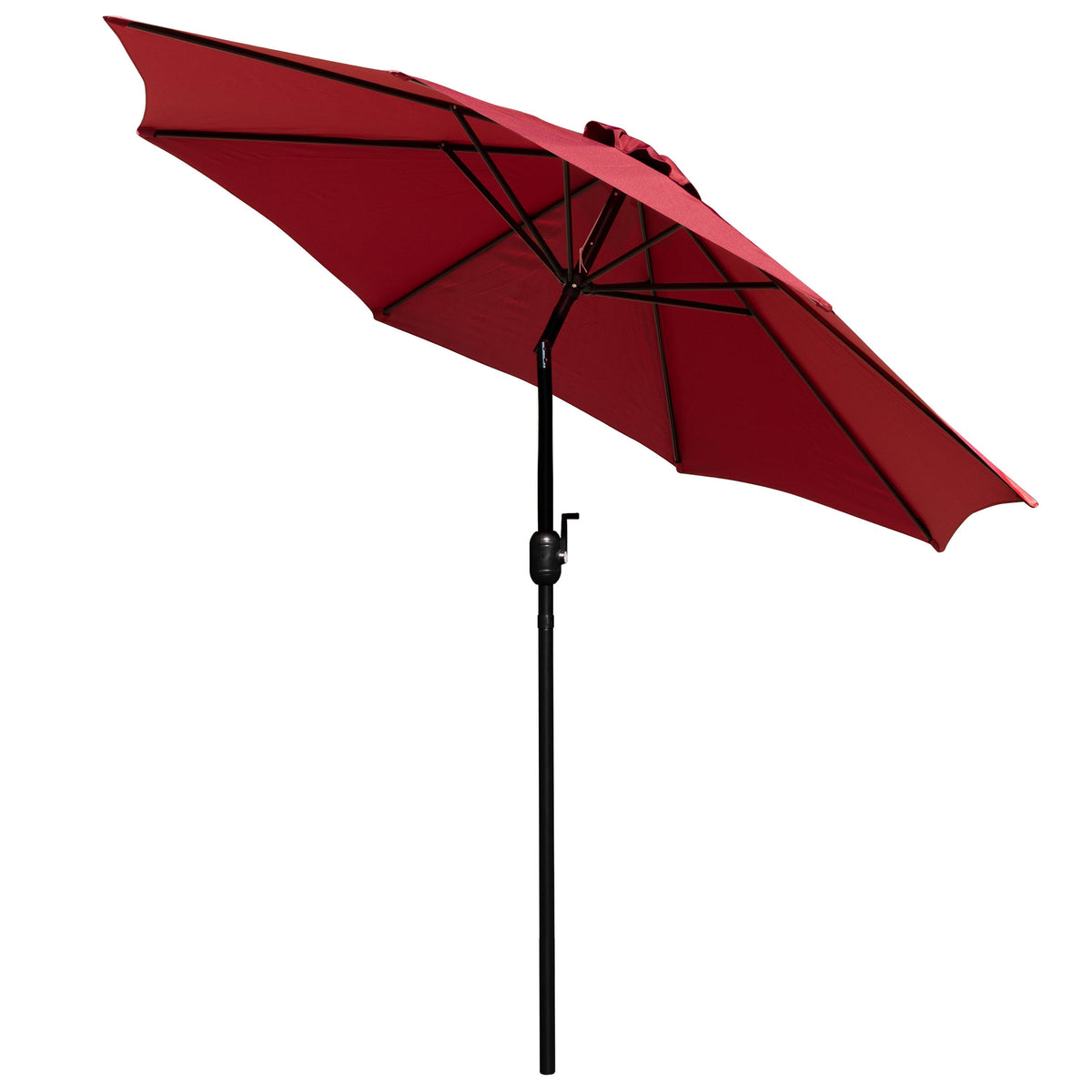 Flash Furniture XU-DG-304860064-UB19BRD-GG 30" x 48" Faux Teak Patio Table, 4 Chairs and Red 9FT Patio Umbrella with Base - View 11