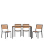 Flash Furniture XU-DG-304860364-GG Indoor/Outdoor 30" x 48" Black Steel Framed Faux Teak Patio Table with 4 Chairs - Main view