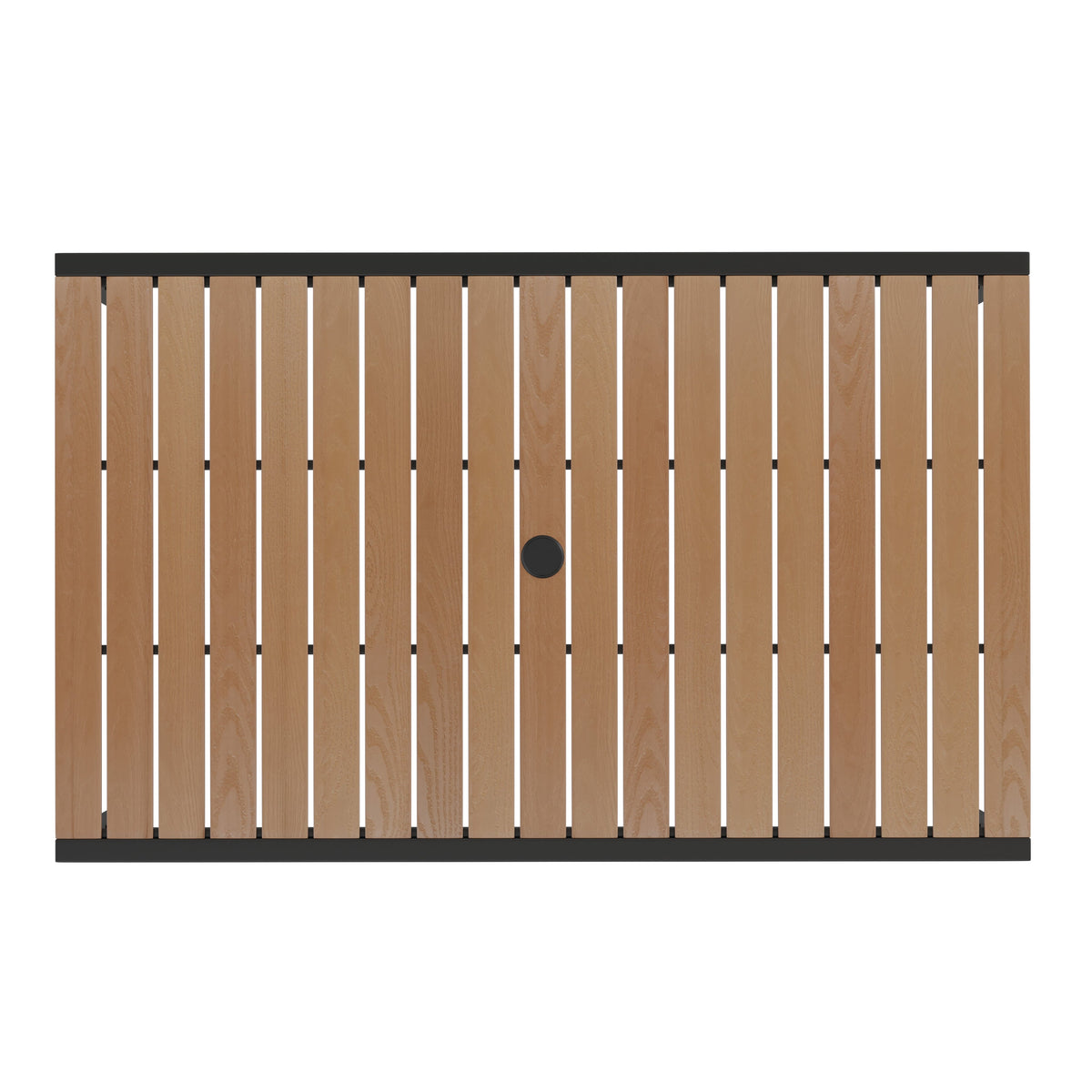Flash Furniture XU-DG-304860364-GG Indoor/Outdoor 30" x 48" Black Steel Framed Faux Teak Patio Table with 4 Chairs - View 10