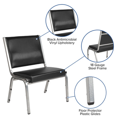Flash Furniture XU-DG-60442-660-1-BV-GG 950 lb. Rated Black Antimicrobial Vinyl Bariatric Medical Reception Chair - View 3