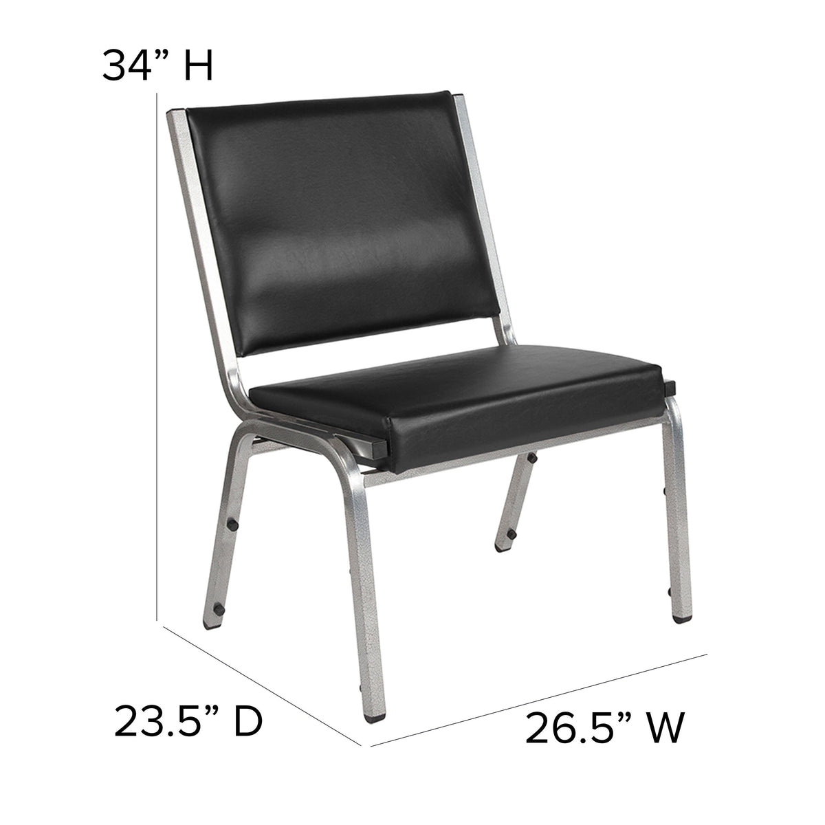 Flash Furniture XU-DG-60442-660-1-BV-GG 950 lb. Rated Black Antimicrobial Vinyl Bariatric Medical Reception Chair - View 4