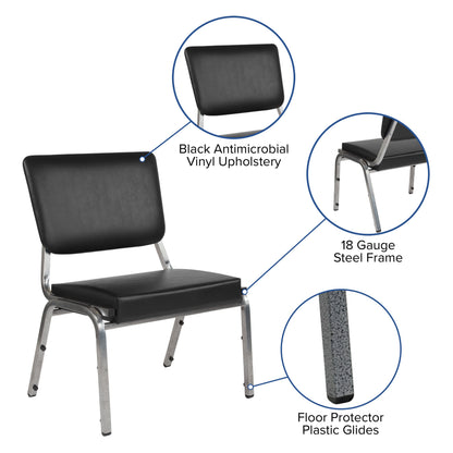 Flash Furniture XU-DG-60442-660-2-BV-GG 1000 lb. Rated Black Antimicrobial Vinyl Bariatric Medical Reception Chair - View 3