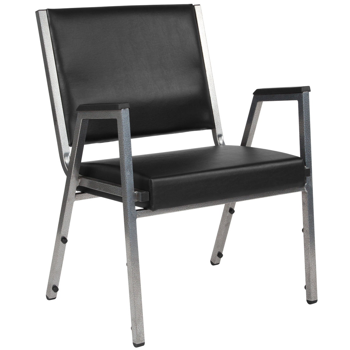 Flash Furniture XU-DG-60443-670-1-BK-VY-GG 1000 lb. Rated Black Antimicrobial Vinyl Bariatric Medical Reception Arm Chair - Main view