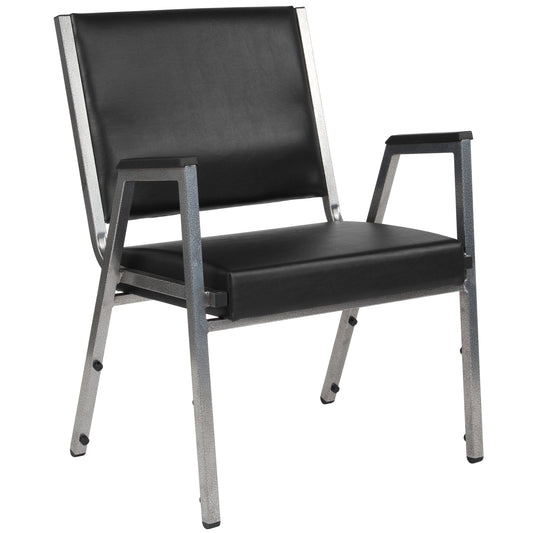 Flash Furniture XU-DG-60443-670-1-BK-VY-GG 1000 lb. Rated Black Antimicrobial Vinyl Bariatric Medical Reception Arm Chair - Main view
