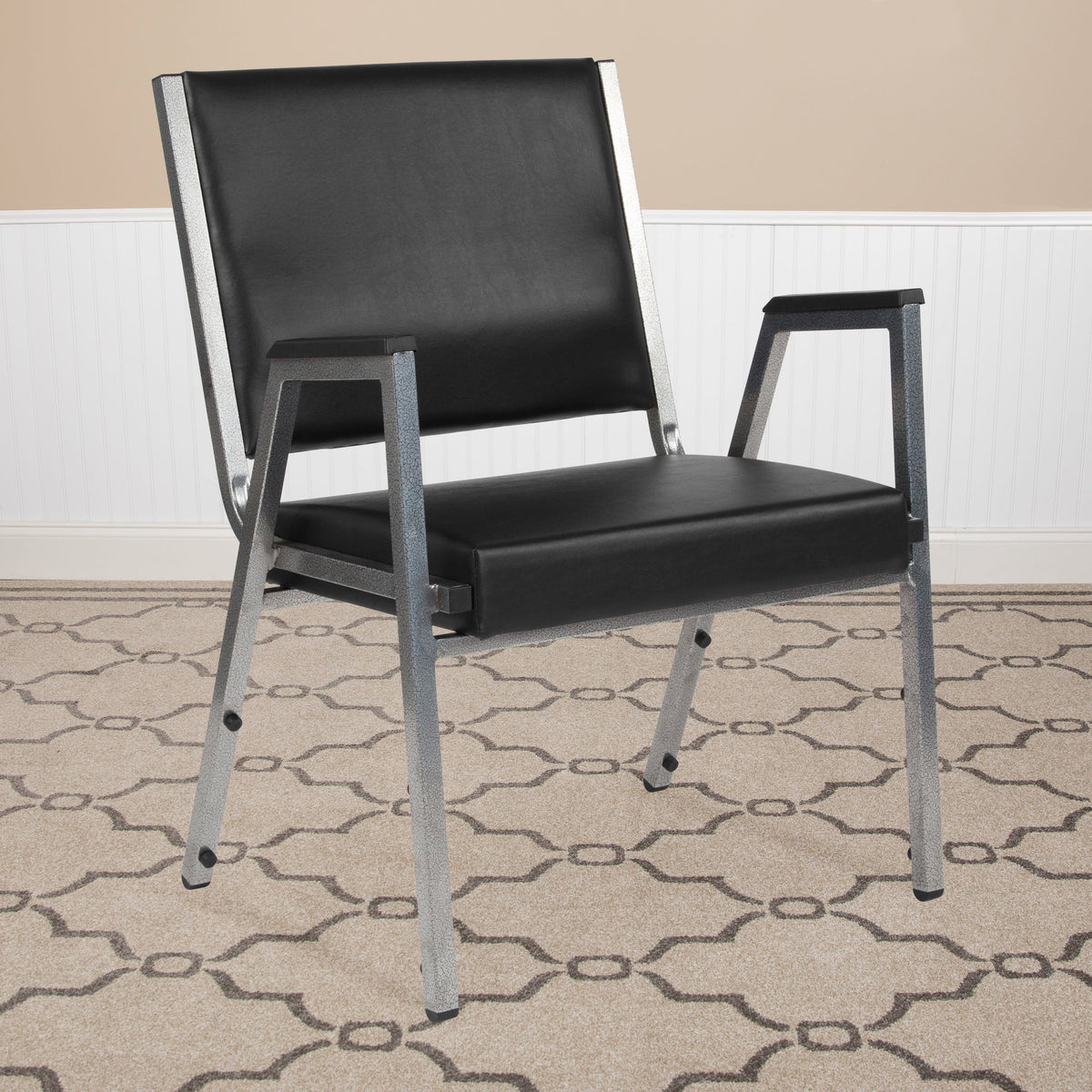 Flash Furniture XU-DG-60443-670-1-BK-VY-GG 1000 lb. Rated Black Antimicrobial Vinyl Bariatric Medical Reception Arm Chair - View 2