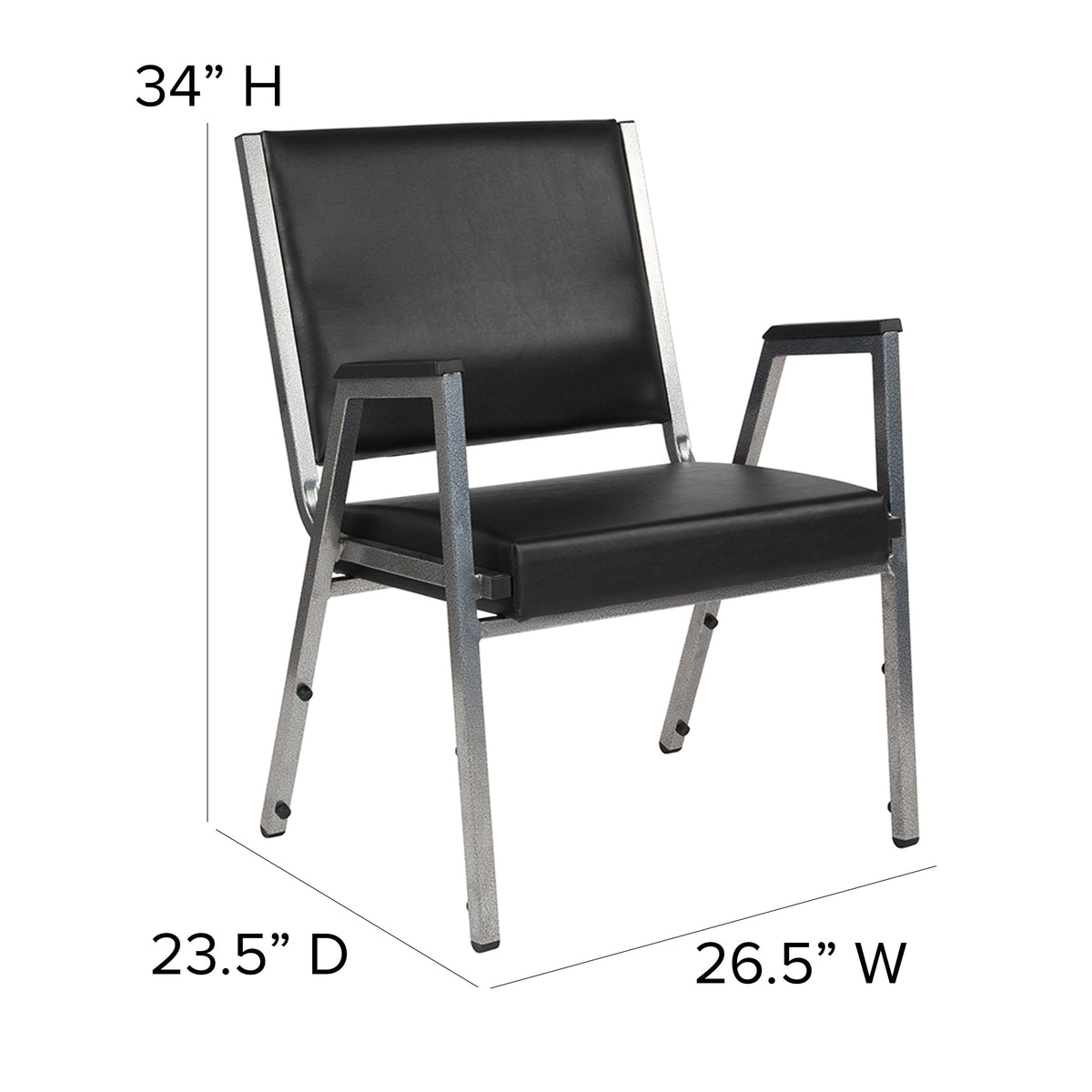 Flash Furniture XU-DG-60443-670-1-BK-VY-GG 1000 lb. Rated Black Antimicrobial Vinyl Bariatric Medical Reception Arm Chair - View 4