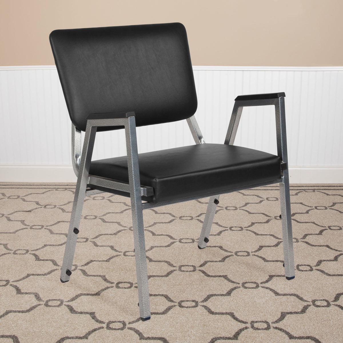 Flash Furniture XU-DG-60443-670-2-BV-GG 1000 lb. Rated Black Antimicrobial Vinyl Bariatric Medical Reception Arm Chair - View 2