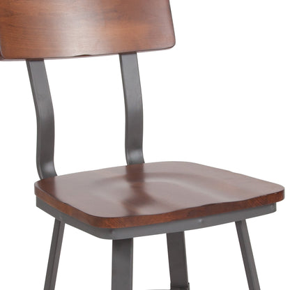 Flash Furniture XU-DG-60582-GG Rustic Walnut Restaurant Chair with Wood Seat & Back and Gray Powder Coat Frame - View 6