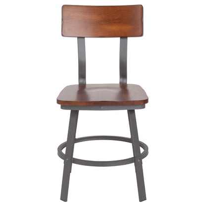 Flash Furniture XU-DG-60582-GG Rustic Walnut Restaurant Chair with Wood Seat & Back and Gray Powder Coat Frame - View 8