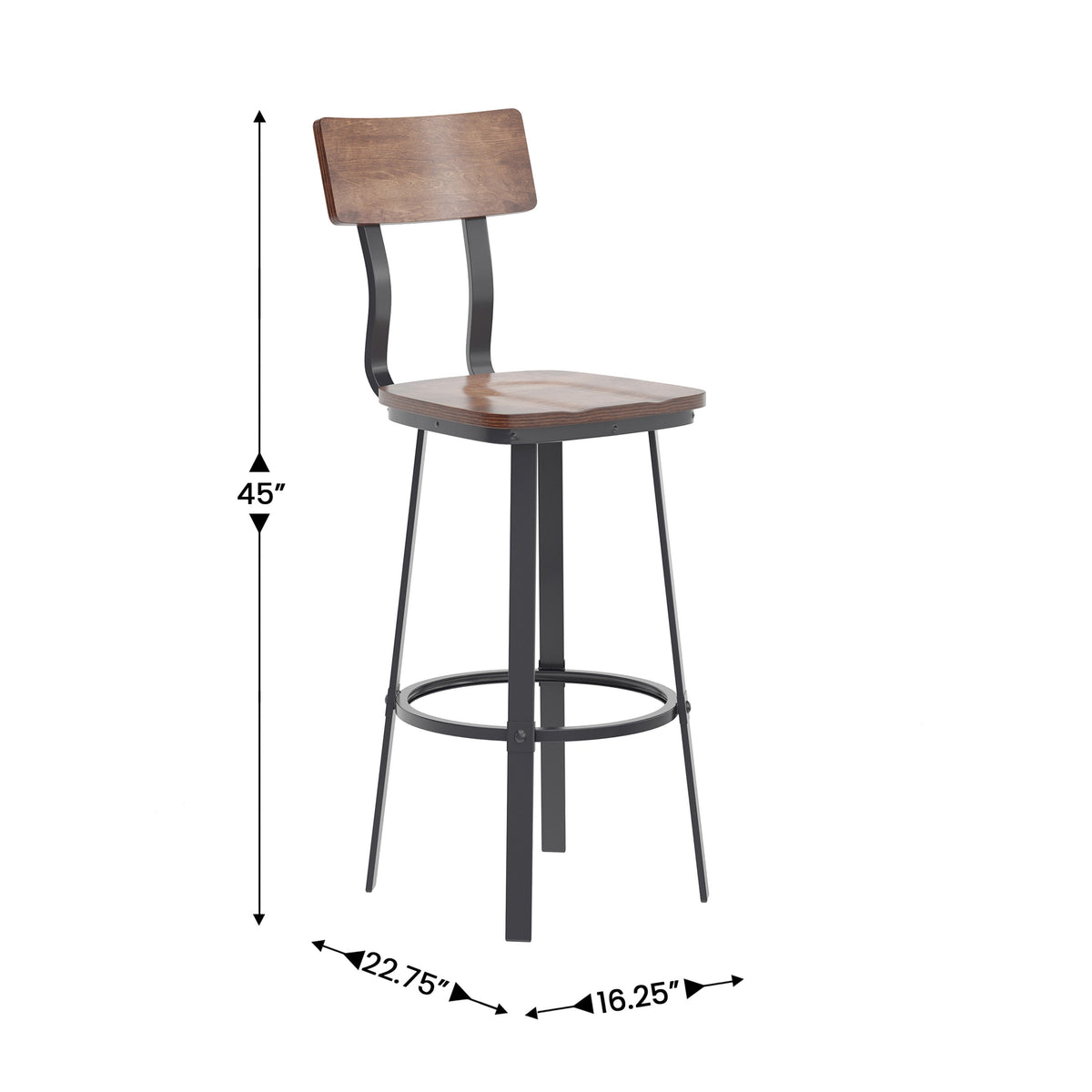 Flash Furniture XU-DG-60582B-ANTCPR-GG Ant Copper Restaurant Barstool with Wood Seat & Back & Gray Powder Coat Frame (Antique Copper) - View 4