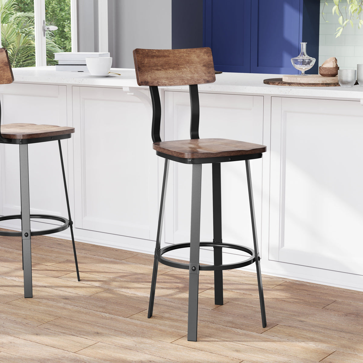 Flash Furniture XU-DG-60582B-ANTCPR-GG Ant Copper Restaurant Barstool with Wood Seat & Back & Gray Powder Coat Frame (Antique Copper) - View 5