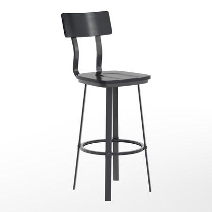 Flash Furniture XU-DG-60582B-BLK-GG Black Restaurant Barstool with Wood Seat & Back & Black Powder Coat Frame - Main view