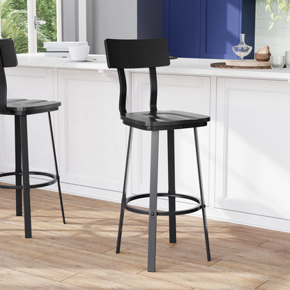 Flash Furniture XU-DG-60582B-BLK-GG Black Restaurant Barstool with Wood Seat & Back & Black Powder Coat Frame - View 5