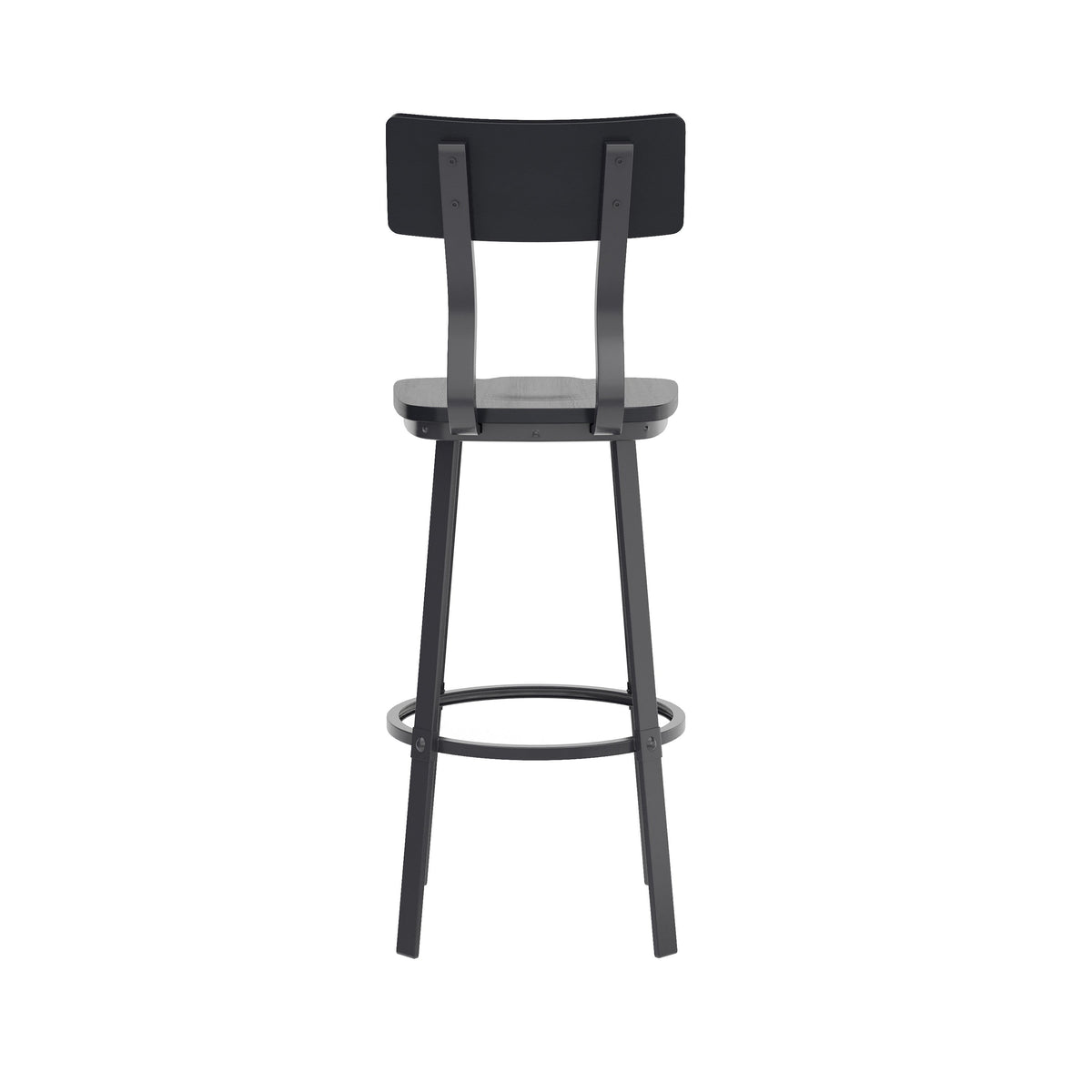 Flash Furniture XU-DG-60582B-BLK-GG Black Restaurant Barstool with Wood Seat & Back & Black Powder Coat Frame - View 6