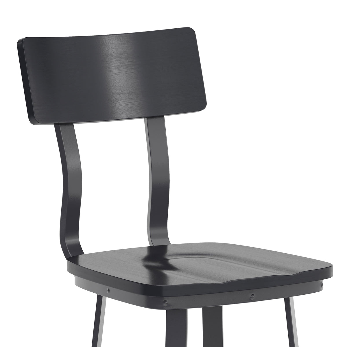 Flash Furniture XU-DG-60582B-BLK-GG Black Restaurant Barstool with Wood Seat & Back & Black Powder Coat Frame - View 7