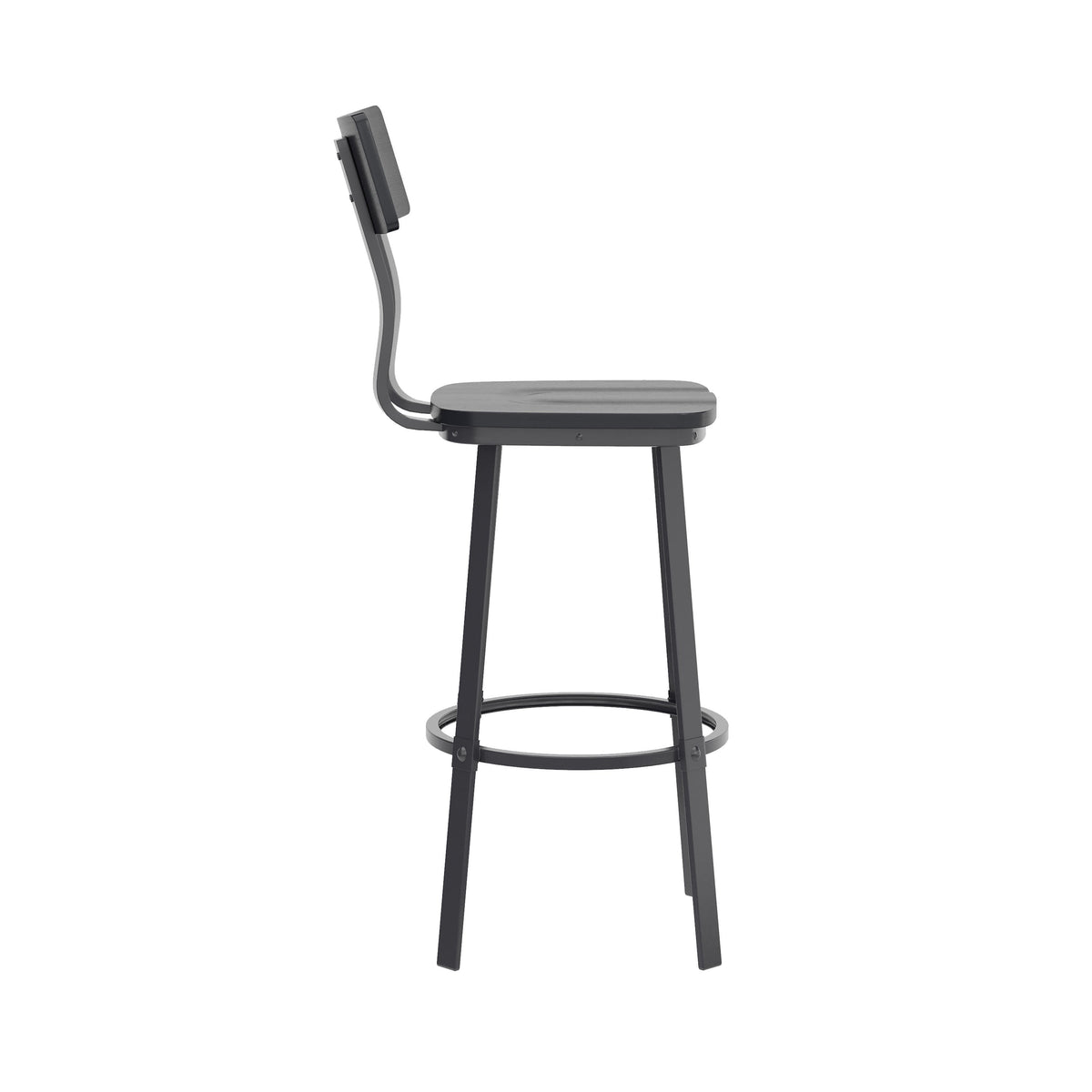 Flash Furniture XU-DG-60582B-BLK-GG Black Restaurant Barstool with Wood Seat & Back & Black Powder Coat Frame - View 8